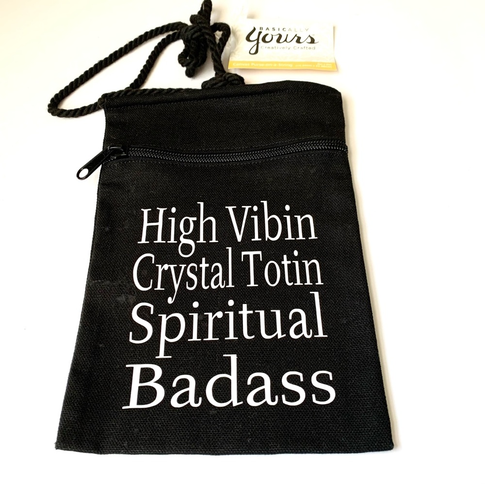 Basically Yours Pouch Bag with celestial statement. Black w/white letters; NWT